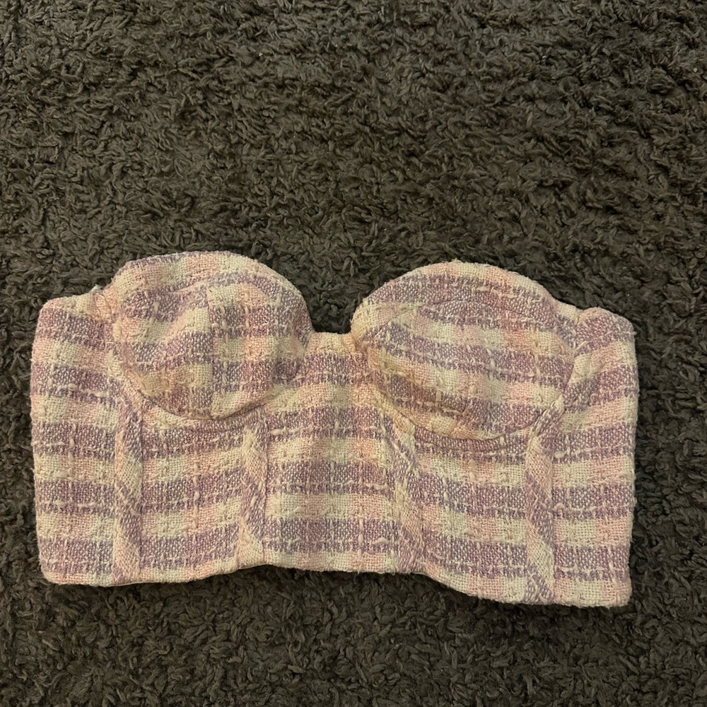 Zara Pink and Cream Textured Top